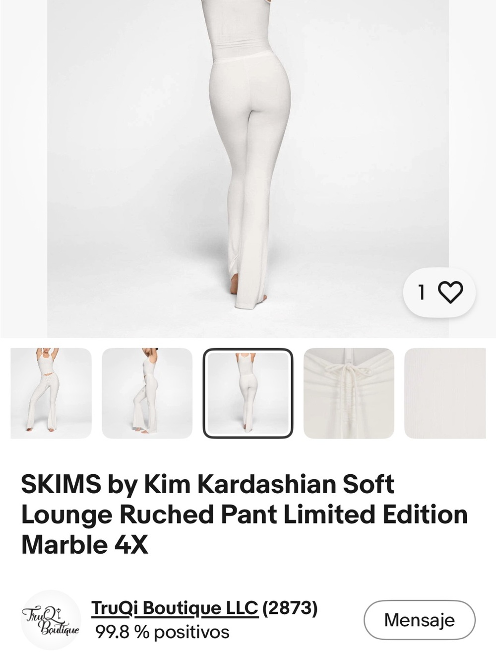 SKIMS Cream Bouclé Wide-Leg Lounge Pants